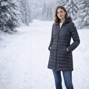 Parajumpers Women’s Lightweight Hooded Down Jacket Gray XS New